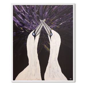 Love Birds<br>Aurora Edition<br>Højre<br>Originalt værk<br>Akryl på lærred<br>80 x 100 cm.