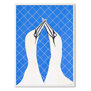 Gannets in Love<br>Originalt værk<br>Originalt værk<br>Akvarel<br>50 x 70 cm<br><font color="blue">Kan kun købes på Færøerne</font>